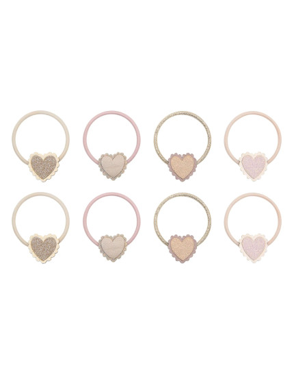 Scalloped Heart hair ties Pink One Size