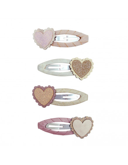 Scalloped Heart hair clips Pink