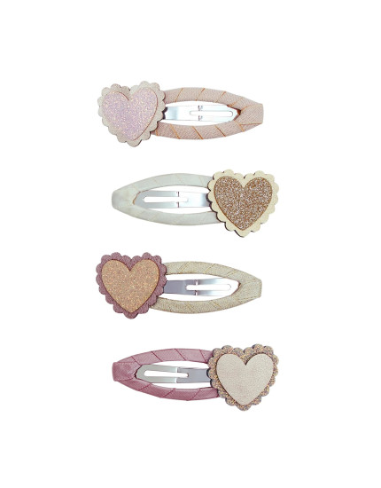 Scalloped Heart hair clips Pink One Size