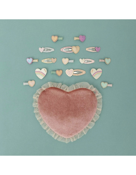 Scalloped Heart hair clips Pink 3