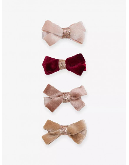Glitter Bow Set of Four Velvet Hair Clips