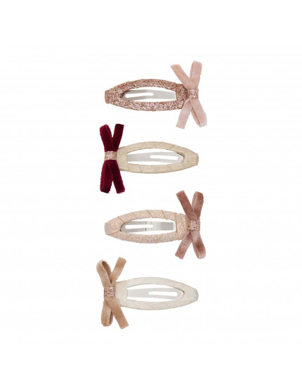 Skinny velvet bow hair clips One Size