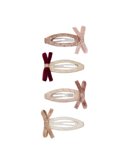 Skinny velvet bow hair clips One Size