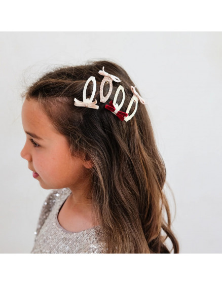 Skinny velvet bow hair clips 2