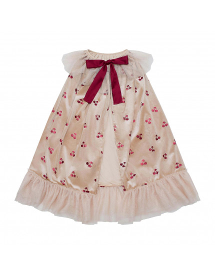 Cherries Velvet cape Beige One Size