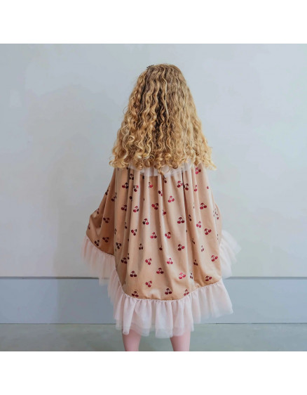Cherries Velvet cape Beige 2