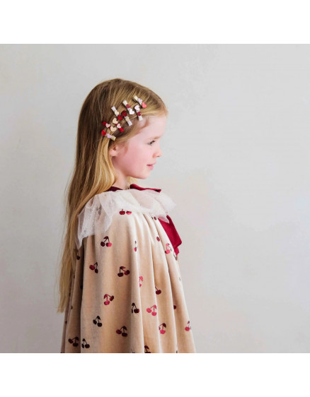 Cherries Velvet cape Beige 3