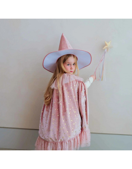 Elspeth Velvet Witch cape Pink 2