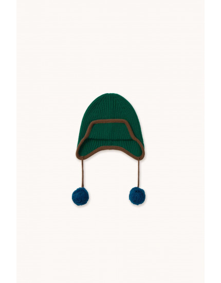 Pompom Earflap Beanie Green