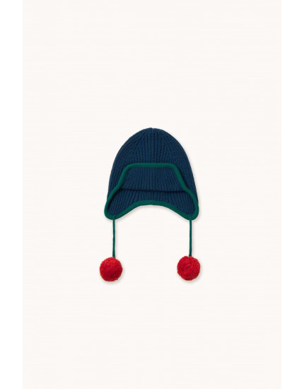 Pompom Earflap Beanie Blue Baby