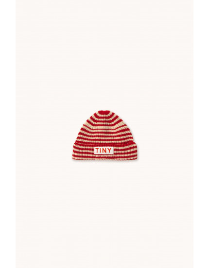 Stripes Beanie Dark Red Kids