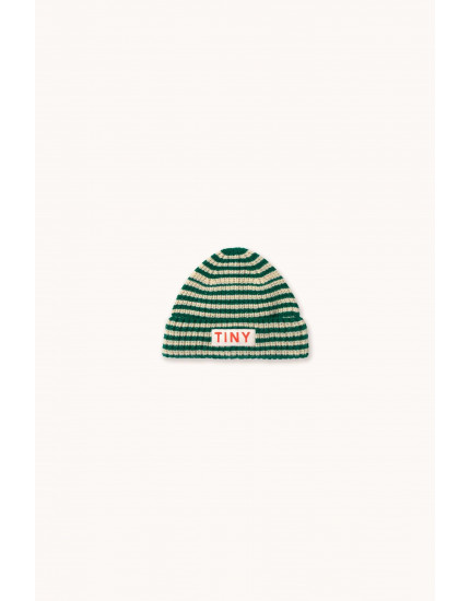 Stripes Beanie Dark Green Kids
