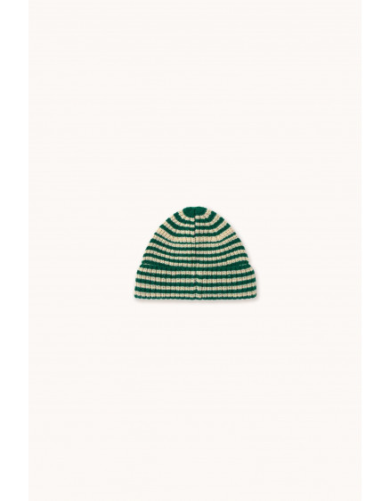 Stripes Beanie Dark Green Kids 2