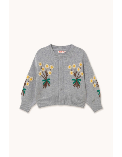 Flowers Cardigan Grey 10Y