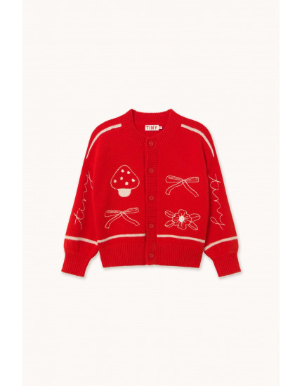 Bows Cardigan Red