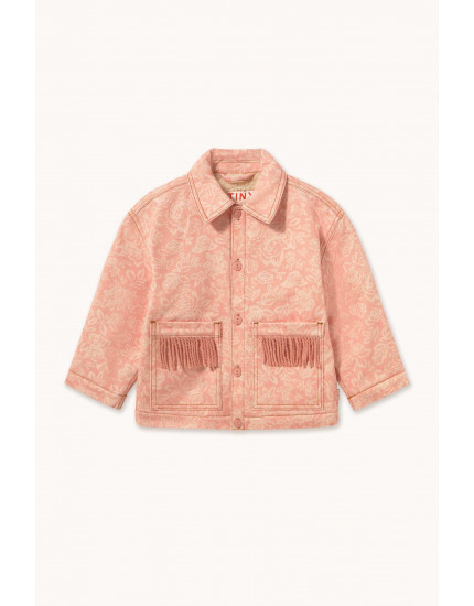 White Roses Denim Jacket Nude