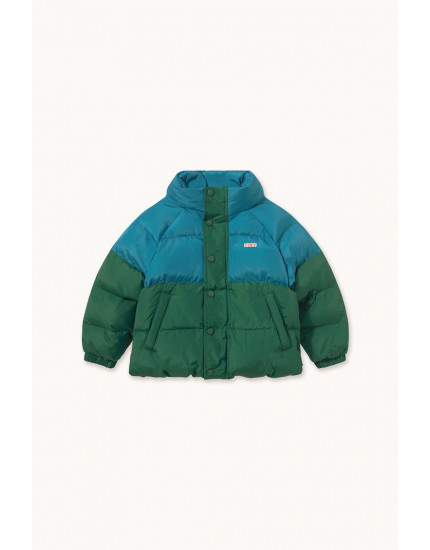 Color Block Short Jacket Cyan