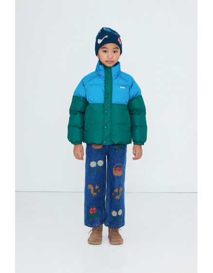 Color Block Short Jacket Cyan 2