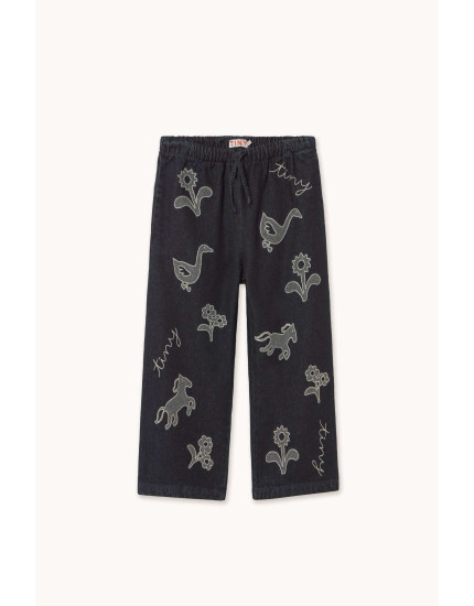 Horses Flowers Denim Pant 10Y