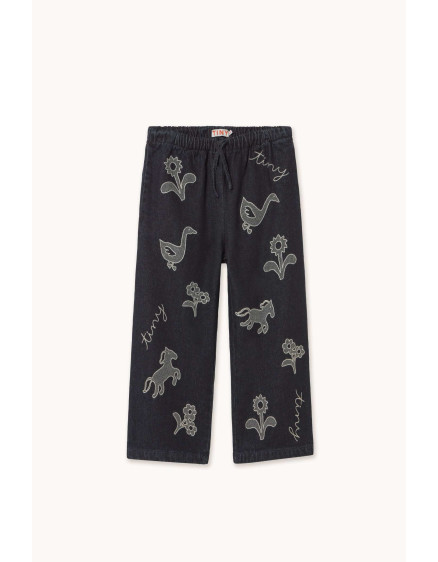 Horses Flowers Denim Pant – 4Y