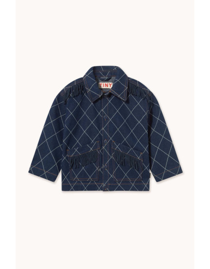 Diamond Denim Fringe Jacket Dark 10Y