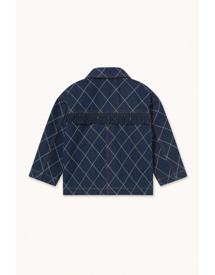 Diamond Denim Fringe Jacket Dark 2