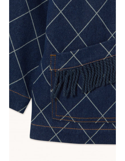 Diamond Denim Fringe Jacket Dark 3