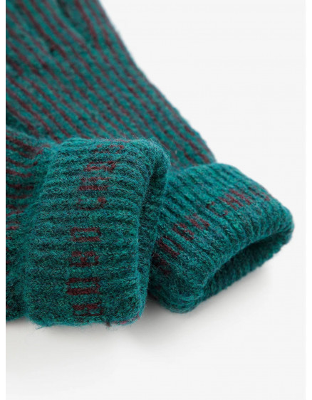 Bobo Choses Stripes Knitted Gloves Green 2