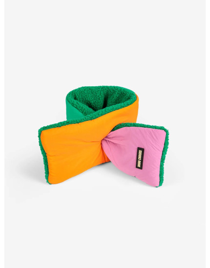 Color Block sheepskin neck warmer Fuchsia One Size
