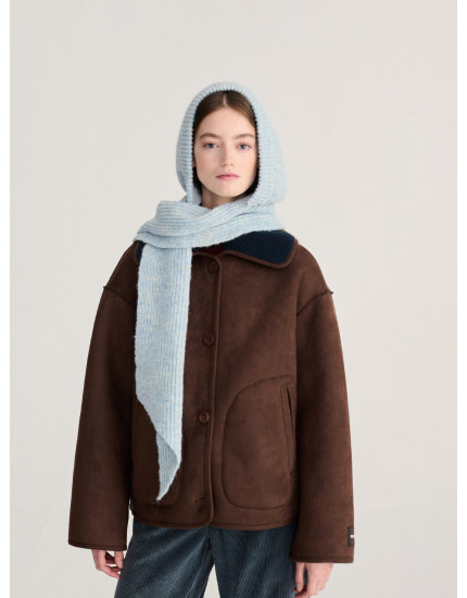 Knitted hooded scarf Light Blue
