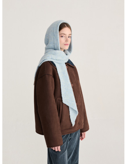 Knitted hooded scarf Light Blue 3