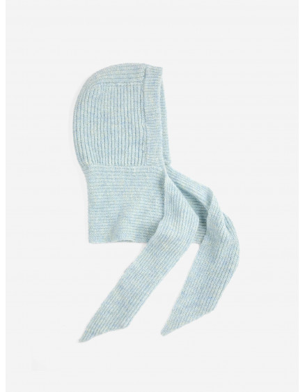 Knitted hooded scarf Light Blue 4