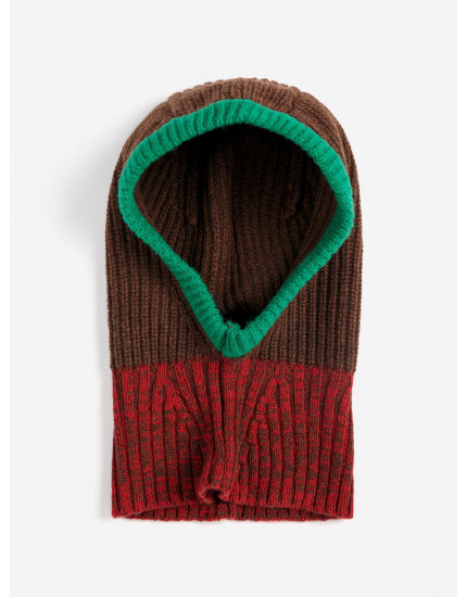 Color Block Merino Wool Balaclava Brown