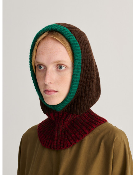 Color Block Merino Wool Balaclava Brown 2