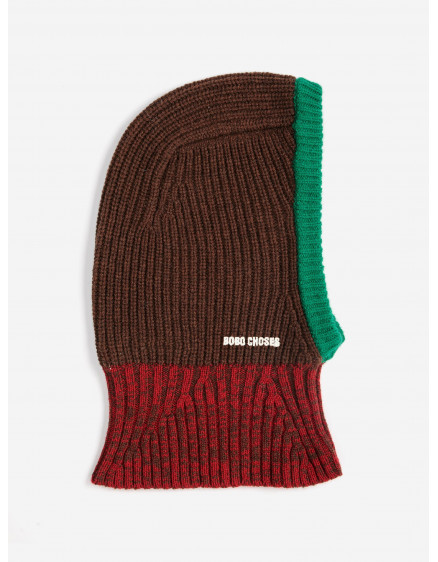 Color Block Merino Wool Balaclava Brown 3