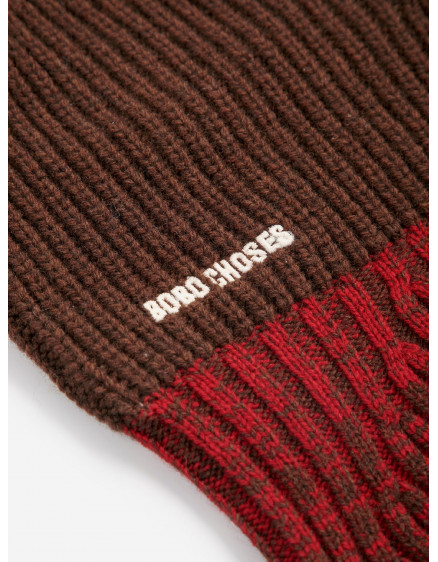 Color Block Merino Wool Balaclava Brown 4
