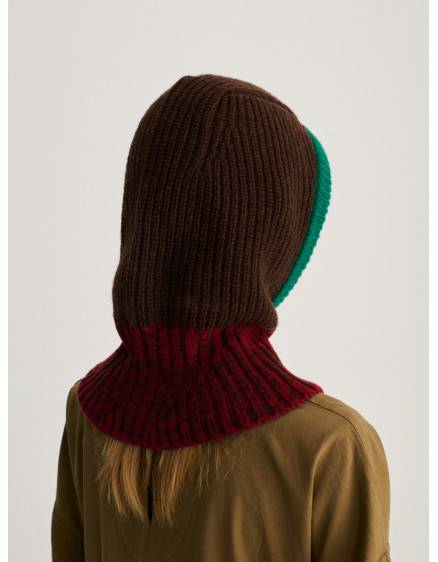 Color Block Merino Wool Balaclava Brown 5