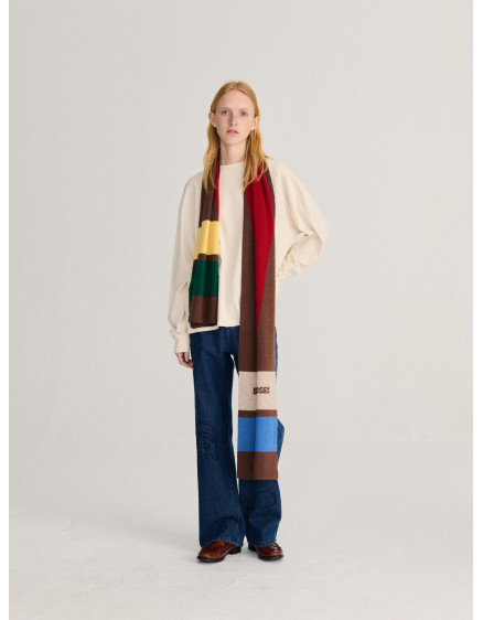 Merino Wool Long Knitted Scarf Multi 3