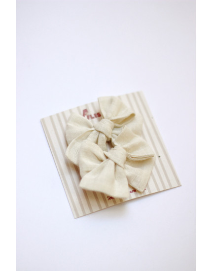 Set of mini bows on hairpins milky