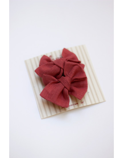 Set of mini bows on hairpins cherry