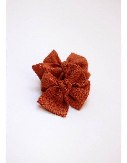 Set of mini bows on elastic bands Terracotta