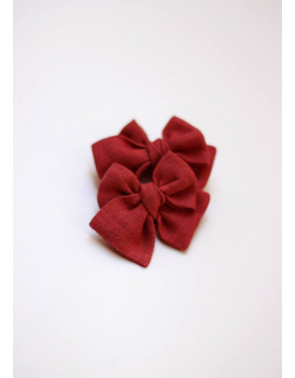 Set of mini bows on elastic bands Cherry