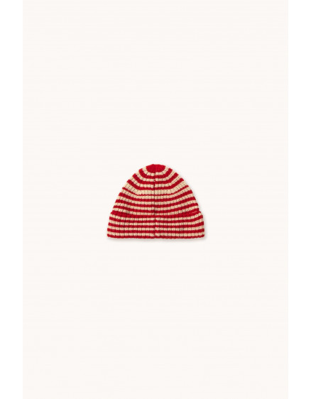 Stripes Beanie Dark Red Kids 2
