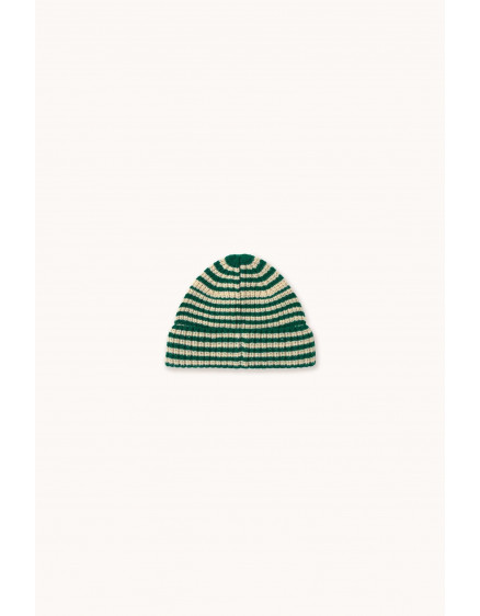 Stripes Beanie Dark Green Kids 2