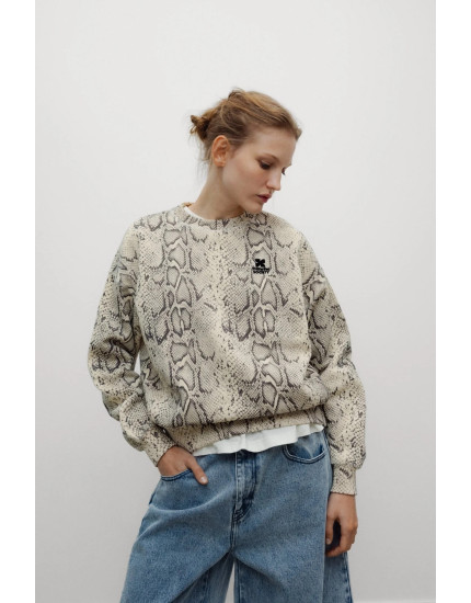 TNS Logo Woman Sweatshirt Snake Print L