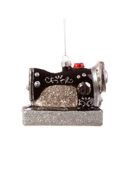 Retro Sewing Machine Shaped Bauble Black One Size