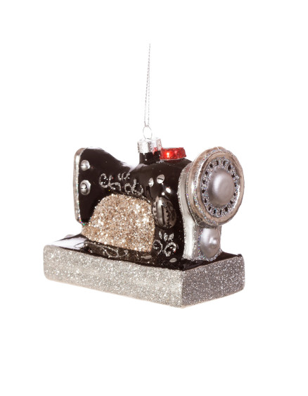 Retro Sewing Machine Shaped Bauble Black 2