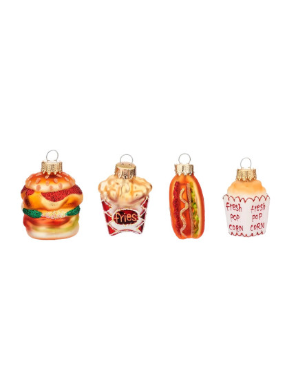 Fun Fast Food Shaped Baubles - Set of 4 One Size