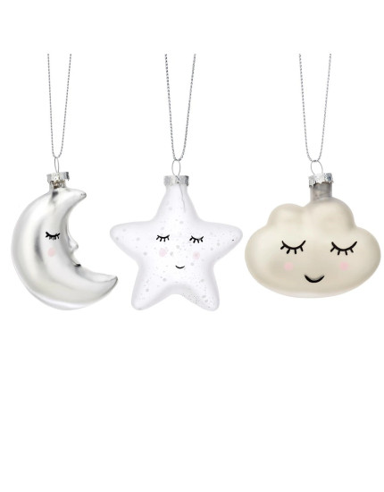 Sweet Dreams Shaped Baubles - Set of 3 One Size