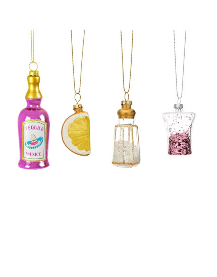Christmas Cheer Tequila Shaped Baubles - Set of 4 One Size